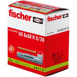 Fischer UX 6 x 50R S/20 Universele pluggen 50 mm 6 mm 94759 25 stuk(s)