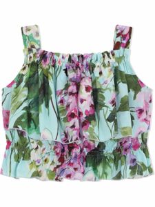 Dolce & Gabbana Kids blouse sans manches à fleurs - Bleu