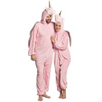 Eenhoorn dieren onesie/kostuum voor volwassenen roze - thumbnail