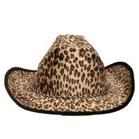 Carnaval verkleed Cowboy hoed Leopard - lichtbruin - volwassenen - Luipaard print