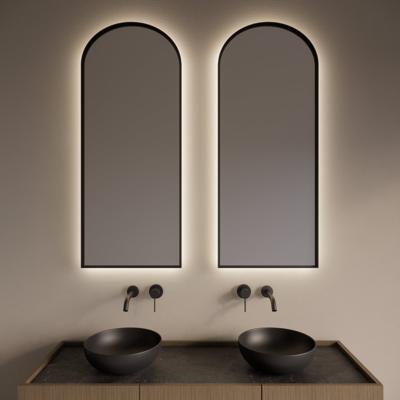 Badkamerspiegel Gliss Design Delta | 50x120 cm | Indirecte LED verlichting | Bewegingssensor | Met spiegelverwarming | Matz zwart Badkamerspiegel Gliss Design Delta | 50x120 cm | Indirecte LED verlichting | Bewegingssensor | Met spiegelverwarming | Matz zwart