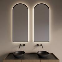 Badkamerspiegel Gliss Design Delta | 50x120 cm | Indirecte LED verlichting | Bewegingssensor | Met spiegelverwarming | Matz zwart