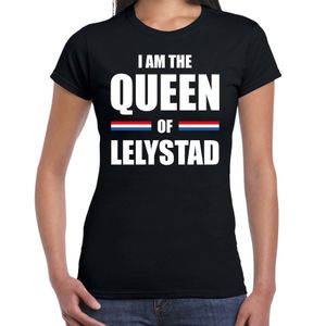 I am the Queen of Lelystad Koningsdag t-shirt zwart voor dames