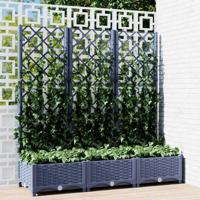 Plantenbak met latwerk 120x40x121,5 cm polypropeen blauwgrijs