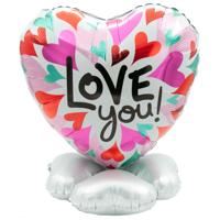 Lucht gevulde ballon op voetje i love you retro Lucht gevulde ballon op voetje i love you retro