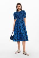 Bloemen midi-jurk - BLUE - XL - thumbnail