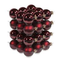 Kerstballen - 36x st - bordeaux rood - D6 cm - glas - kerstversiering