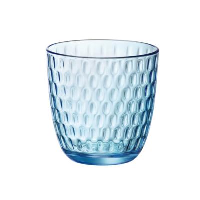 Bormioli Rocco Waterglas/drinkglas - blauw transparant met relief - 290 ml