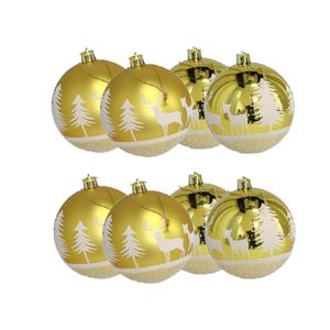 8x stuks gedecoreerde kerstballen goud kunststof 8 cm - Kerstbal