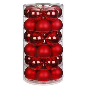 30x stuks glazen kerstballen rood 6 cm glans en mat - Kerstbal