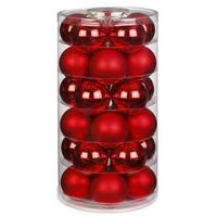 30x stuks glazen kerstballen rood 6 cm glans en mat - Kerstbal - thumbnail