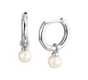 TFT Klapoorringen Parel Zilver Gerhodineerd Glanzend 2 mm x 12 mm