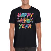 Oud en nieuw feestkleding t-shirt - Happy New Year - zwart - voor heren