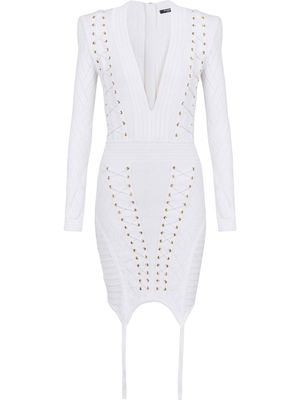 Balmain robe en maille à détail de laçage - Blanc