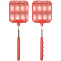 Vliegenmepper compact - 2x - Uitschuifbaar tot 60 cm - rood - Insecten killer - thumbnail