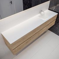 Mondiaz Vica Cloud badmeubel eiken licht 200 cm 4 lades solid surface enkele spoelbak rechts 1 kraangat Mondiaz Vica Cloud badmeubel eiken licht 200 cm 4 lades solid surface enkele spoelbak rechts 1 kraangat