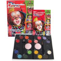 Eulenspiegel Schmink set met stap-voor-stap, diverse kleuren, 1 set