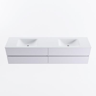 MONDIAZ VICA 200cm badmeubel onderkast Cale 4 lades. Wastafel CLOUD dubbel 2 kraangaten, kleur Talc.