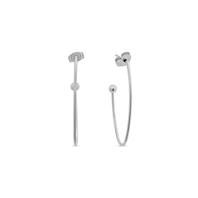 Oorbellen hoops ovaal voor verwisselbare hangers - Stainless steel - Zilver