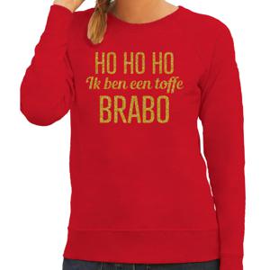 Foute kersttrui/sweater voor dames - Hohoho toffe Brabo - rood - glitter goud