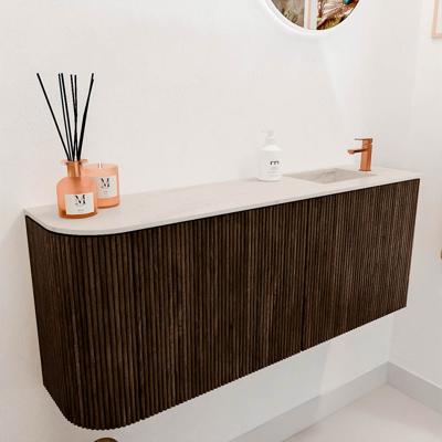 Toiletmeubel Mondiaz Joya Dlux | 101.6 cm | Meubelkleur Walnut | Faye wastafel Meli Wasbak Rechts | 1 kraangat