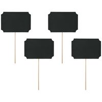 Foto prop set beschrijfbaar - Bruiloft - zwart - set 4x stuks - 11 x 8 cm   -