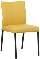 Gele leren moderne eetkamerstoel Basic - poot vierkant zwart - Toledo Leer Giallo (geel leer)