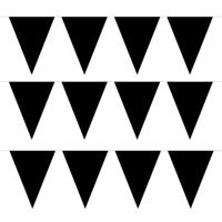 Party Vlaggenlijn puntvlaggetjes - 3x - kunststof - zwart - 10 meter - Slinger - versiering