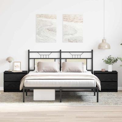 Nachtkastje 2 pcs Zwart eiken 50 x 40 x 43.5 cm Bewerkt hout