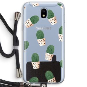 Cactusprint roze: Samsung Galaxy J5 (2017) Transparant Hoesje met koord