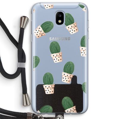Cactusprint roze: Samsung Galaxy J5 (2017) Transparant Hoesje met koord