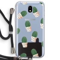 Cactusprint roze: Samsung Galaxy J5 (2017) Transparant Hoesje met koord