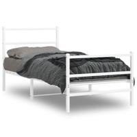 Bedframe met hoofd- en voeteneindemetaal wit 90x190 cm