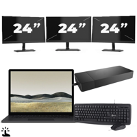 Microsoft Surface Laptop 3 - Intel Core i5-10e Generatie - 15 inch - Touch - 16GB RAM - 512GB SSD - Windows 11 Home + 3x 24 inch Monitor