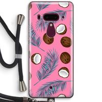 Kokosnoot roze: HTC U12+ Transparant Hoesje met koord