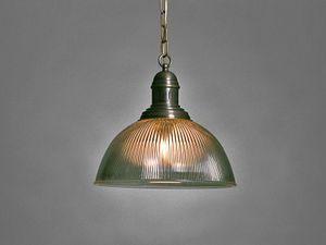 Hanglamp geribbeld glas Salamanca 2 antiek brons
