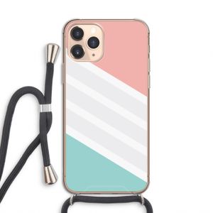 Strepen pastel: iPhone 11 Pro Transparant Hoesje met koord