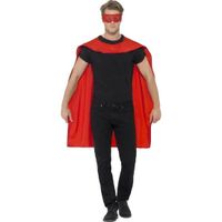 Rode superhelden verkleed cape met masker One size  -