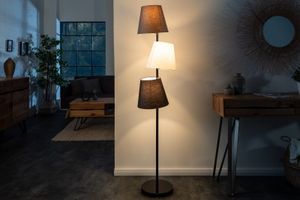 Design vloerlamp LEVELS 163cm zwartgrijs met 3 linnen kappen - 39674