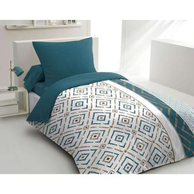 Ethno MicroFiber dekbed set - 1 dekbedovertrek 140x200 cm + 1 kussensloop 63x63 cm - eendenblauw - huislinnen passie