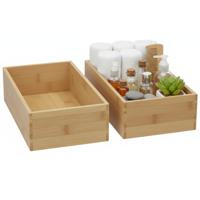 Gerimport Lade organizer - 2x - bamboe hout - 25 x 15 x 7 cm - bakje - kast organizer