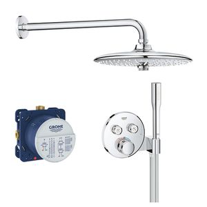 GROHE Grohtherm smartcontrol Regendoucheset Inbouw- hoofddouche 26cm - 2 functies - staafhanddouche 1 stand - wandarm - chroom 34744000