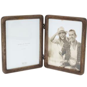 Fotolijstjes voor een dubbele foto - mango hout - foto frame - 38 x 24 cm - staand