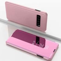 Galvaniseren spiegel horizontale Flip lederen case voor Galaxy S10 5G met houder (Rose goud)