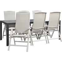 Leen Bakker - Tuinset Savoie Cannes - Zandkleur - 7-delig - 215 Cm - Aluminium/Textileen - Beige - 10x10x10 Cm
