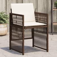 Tuinstoelen 4 st met kussens poly rattan bruin