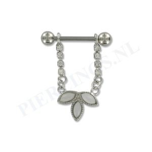 Tepelpiercing hanger bloem kristal