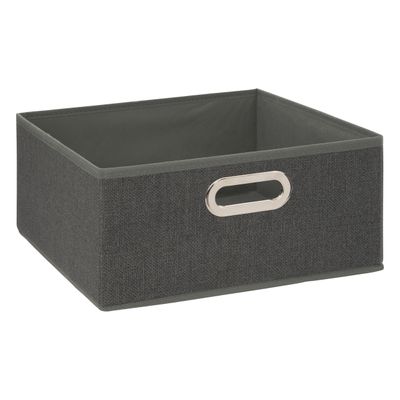 Opbergmand/kastmand 14 liter donkergrijs linnen 31 x 31 x 15 cm