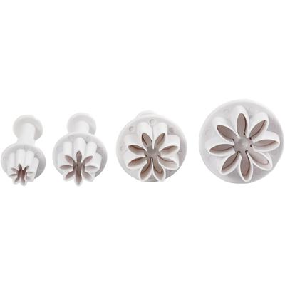 Creativ Company Uitsteekvormen met stempel, bloem, d 2,3+2,8+3,6+4,4 cm, wit, 4 stuk/ 1 doos
