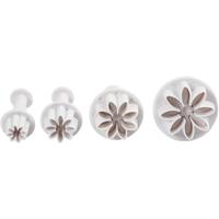 Creativ Company Uitsteekvormen met stempel, bloem, d 2,3+2,8+3,6+4,4 cm, wit, 4 stuk/ 1 doos